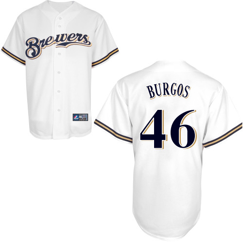 Hiram Burgos #46 Youth Baseball Jersey-Milwaukee Brewers Authentic Home White Cool Base MLB Jersey